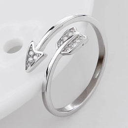 Silver Plated Arrow Crystal Ring - Fashion Statement Jewelry