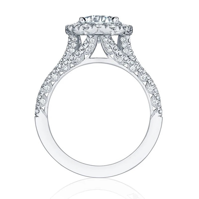 Cubic Zirconia Luxury Engagement Ring - Brass Geometric Wedding Band