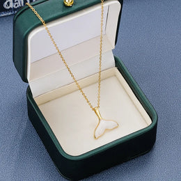 White Shell Mermaid Tail Pendant Necklace - Ocean-Inspired Statement