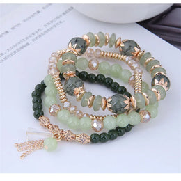 Green Crystal Bracelet - Adjustable Rope Chain Fashion Jewelry