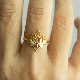 Lotus Flower Ring - Stainless Steel Romantic Jewelry