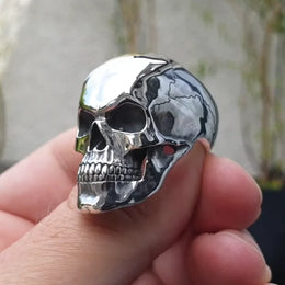 Biker Ghost Head Skull Ring - Gothic Punk Statement Jewelry