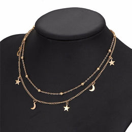 Star Pendant Double Layers Necklace - Bohemian Celestial Style