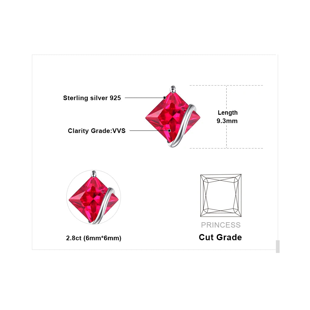 Red Ruby 925 Sterling Silver Stud Earrings - Romantic Gemstone Jewelry
