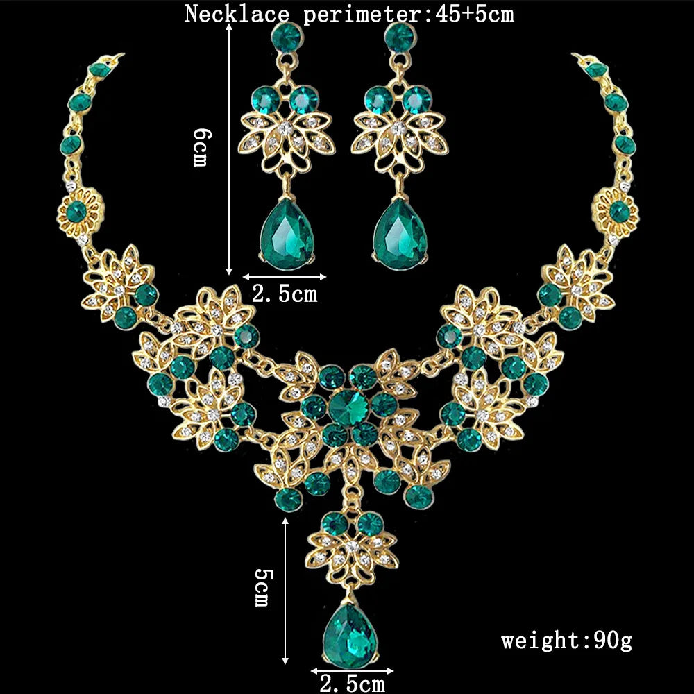 Gold Color Water Drop Jewelry Set - Elegant Teardrop Necklace and Earrings
