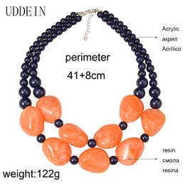 Bohemian Vintage Necklace - Geometric Resin Statement Pendant