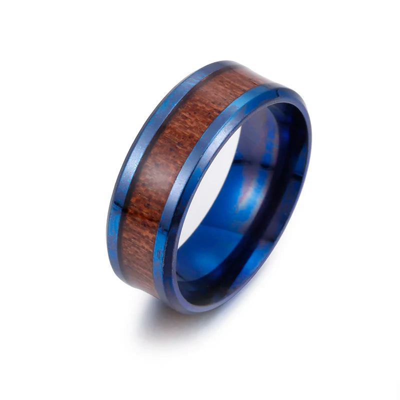8mm Stainless Steel Ring - Geometric Wedding Band