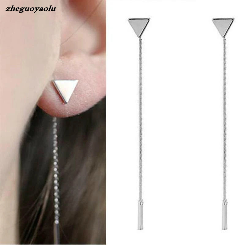 Triangle Chain Earrings - Modern Statement Jewelry