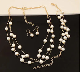 Classy Pearl Jewelry Set - Elegant Necklace and Earrings Collection