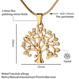 Tree of Life Pendant Necklace - Rhinestone Symbolic Jewelry