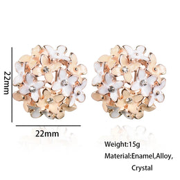 Crystal Flower Clover Earrings - Zinc Alloy Fashion Statement Jewelry