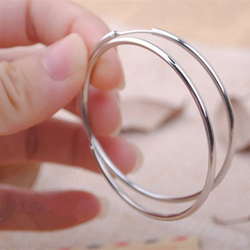 925 Sterling Silver Round Earrings - Classic Simple Stud Jewelry