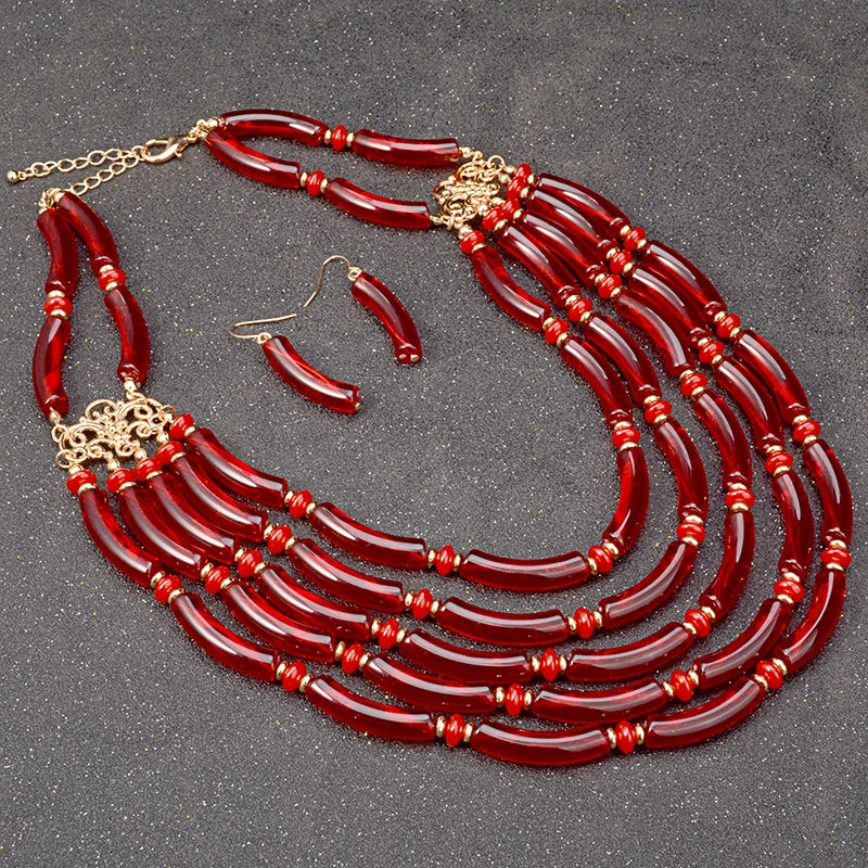 Nigerian Wedding Necklace Set - Vintage Bridal Statement Jewelry