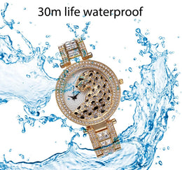 Crystal Diamond Leopard Quartz Gold Watch - Bold Fashion Statement Piece