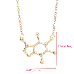 Simple Caffeine Molecule Structure Necklace - Minimalist Science Jewelry