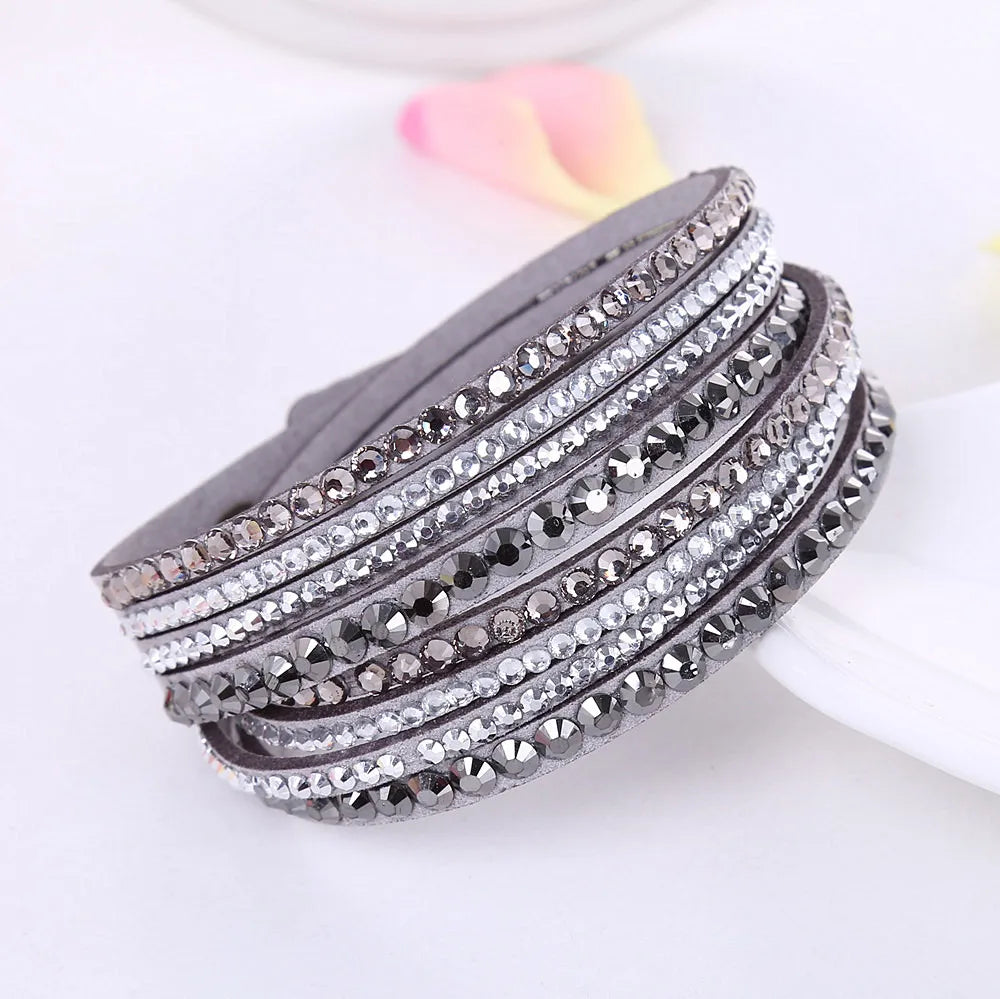 Multilayer Rhinestone Crystal Bracelet - Layered Statement Glamour