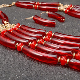 Nigerian Wedding Necklace Set - Vintage Bridal Statement Jewelry