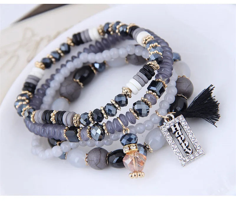 Bohemian Beads Crystal Charms Bracelets - Zinc Alloy Fashion Jewelry