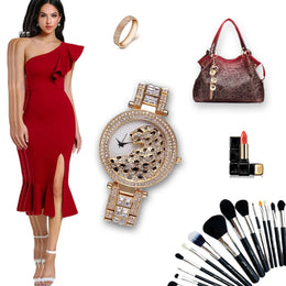 Crystal Diamond Leopard Quartz Gold Watch - Bold Fashion Statement Piece