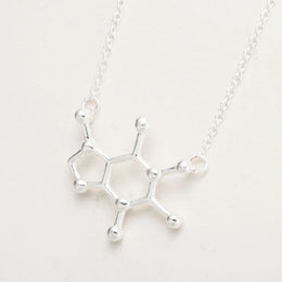 Simple Caffeine Molecule Structure Necklace - Minimalist Science Jewelry