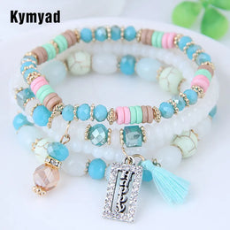 Bohemian Beads Crystal Charms Bracelets - Zinc Alloy Fashion Jewelry