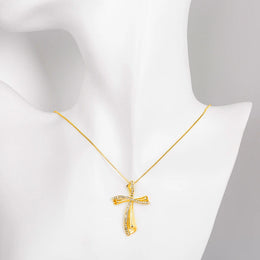 Classic Cross Necklace - Crystal Pendant with Premium Plating