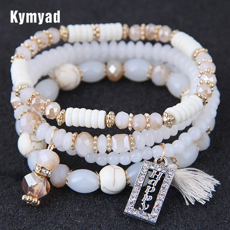 Bohemian Beads Crystal Charms Bracelets - Zinc Alloy Fashion Jewelry