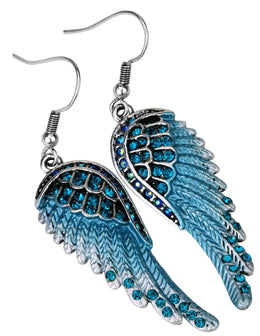 Angel Wings Feather Crystal Earrings - Punk Zinc Alloy Fashion Jewelry