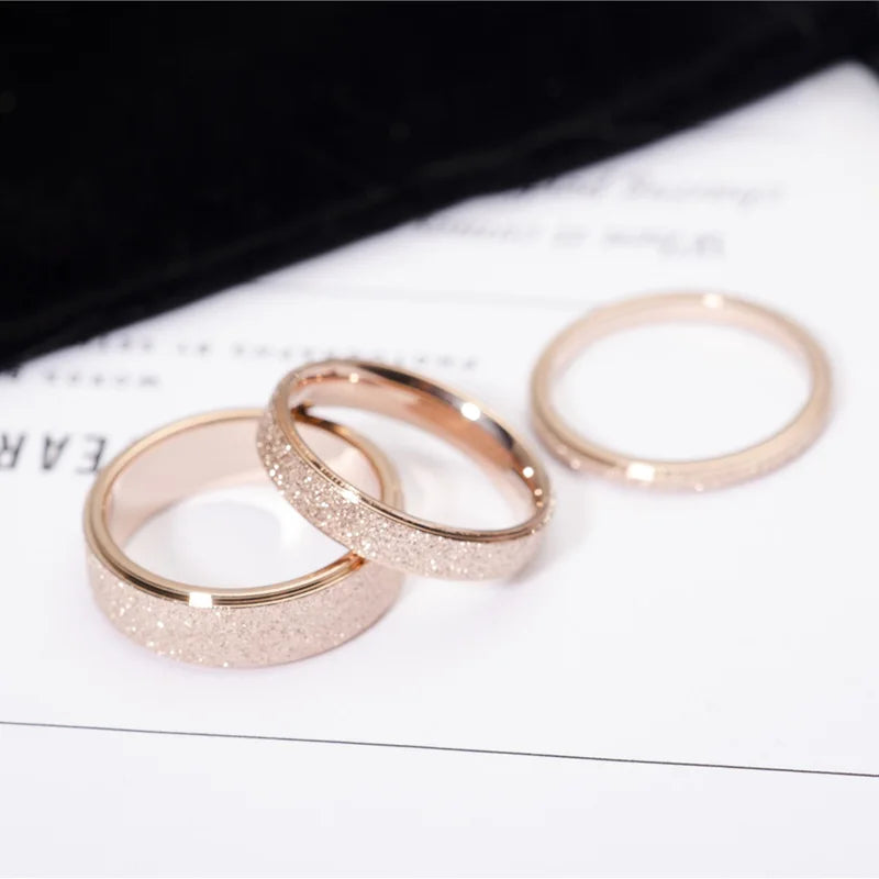 316L Stainless Steel Rose Gold Wedding Ring - Couple's Matching Set