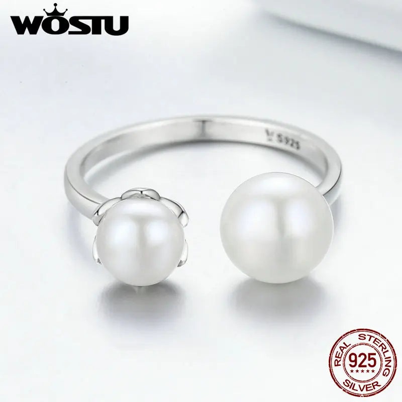 925 Sterling Silver & Freshwater Pearl Cultured Ring - Zircon Accent Jewelry