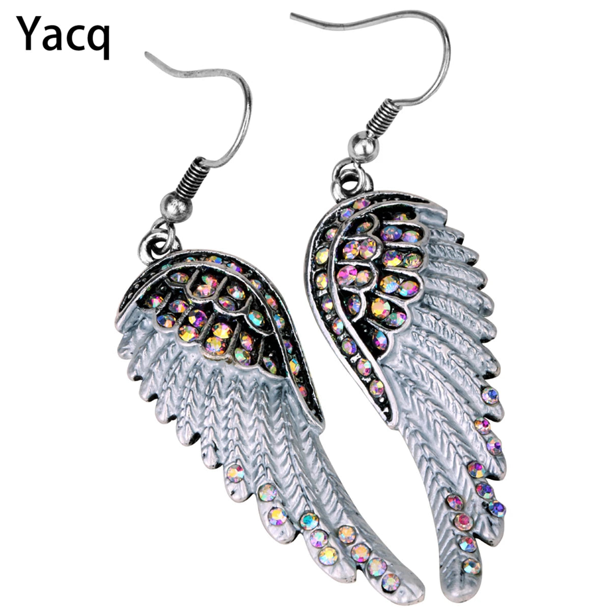 Angel Wings Feather Crystal Earrings - Punk Zinc Alloy Fashion Jewelry