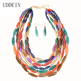 African Beads Multilayer Jewelry Set - Vintage Necklace & Earrings