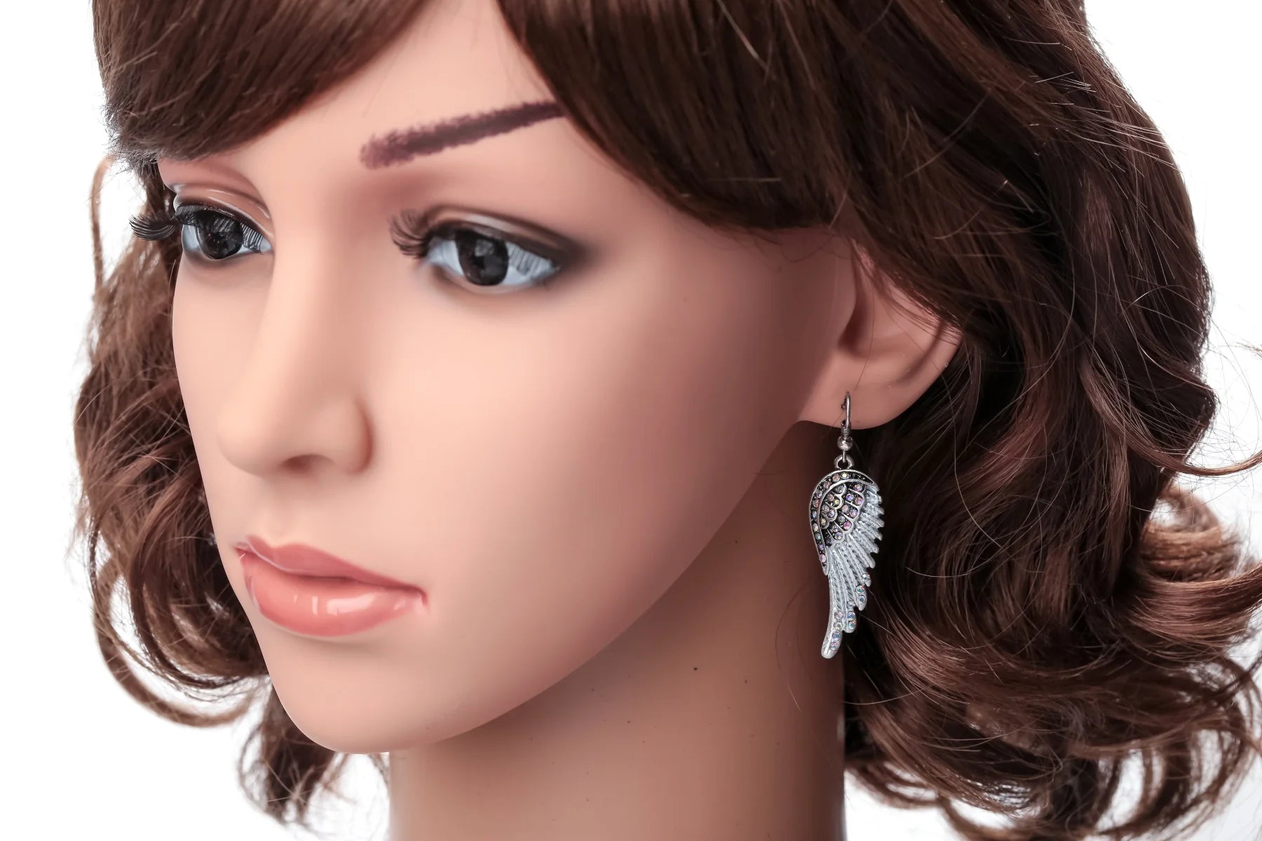 Angel Wings Feather Crystal Earrings - Punk Zinc Alloy Fashion Jewelry