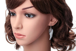 Angel Wings Feather Crystal Earrings - Punk Zinc Alloy Fashion Jewelry
