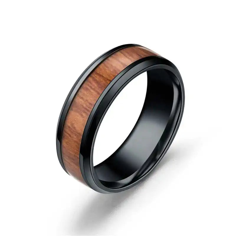 8mm Stainless Steel Ring - Geometric Wedding Band