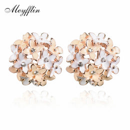 Crystal Flower Clover Earrings - Zinc Alloy Fashion Statement Jewelry