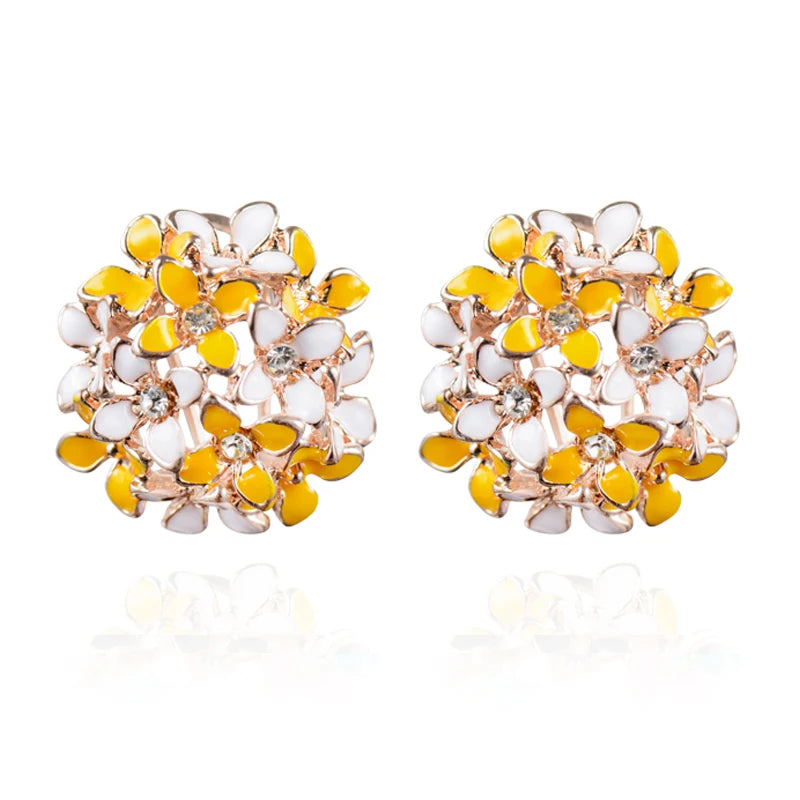 Crystal Flower Clover Earrings - Zinc Alloy Fashion Statement Jewelry