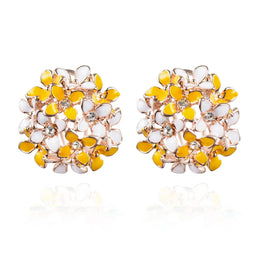 Crystal Flower Clover Earrings - Zinc Alloy Fashion Statement Jewelry