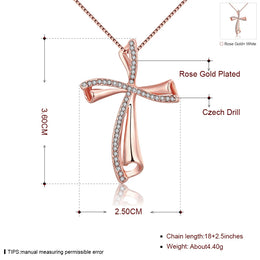 Classic Cross Necklace - Crystal Pendant with Premium Plating