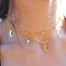 Star Pendant Double Layers Necklace - Bohemian Celestial Style
