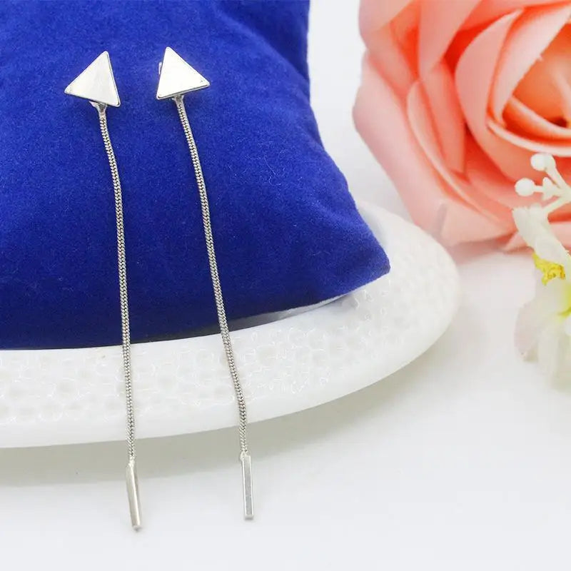 Triangle Chain Earrings - Modern Statement Jewelry
