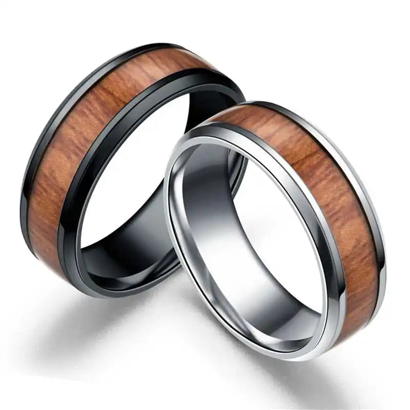 8mm Stainless Steel Ring - Geometric Wedding Band