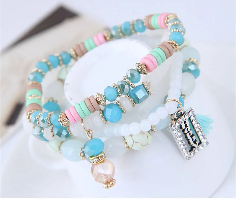 Bohemian Beads Crystal Charms Bracelets - Zinc Alloy Fashion Jewelry