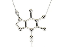 Simple Caffeine Molecule Structure Necklace - Minimalist Science Jewelry