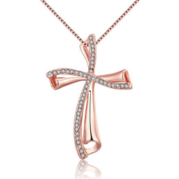 Classic Cross Necklace - Crystal Pendant with Premium Plating