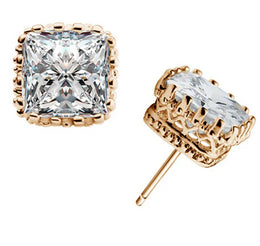 Small 925 Sterling Silver Stud Earrings with Cubic Zirconia - Trendy Elegant Jewelry