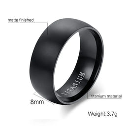 Matte Black Titanium Wedding Ring - 8mm Classic Band
