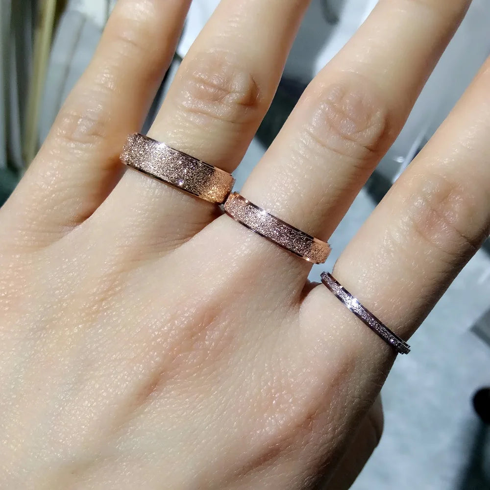 316L Stainless Steel Rose Gold Wedding Ring - Couple's Matching Set