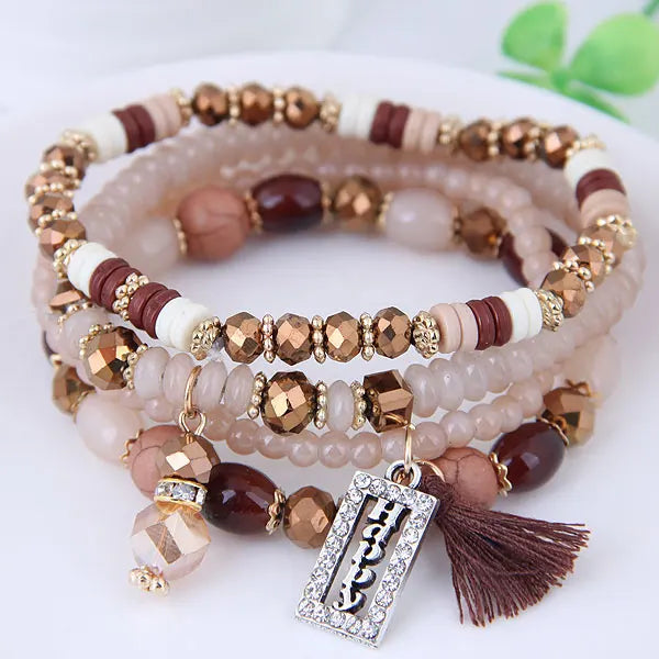 Bohemian Beads Crystal Charms Bracelets - Zinc Alloy Fashion Jewelry