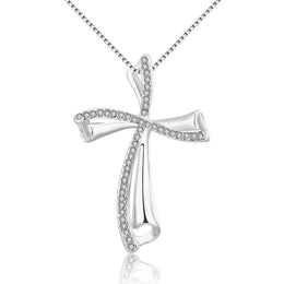 Classic Cross Necklace - Crystal Pendant with Premium Plating